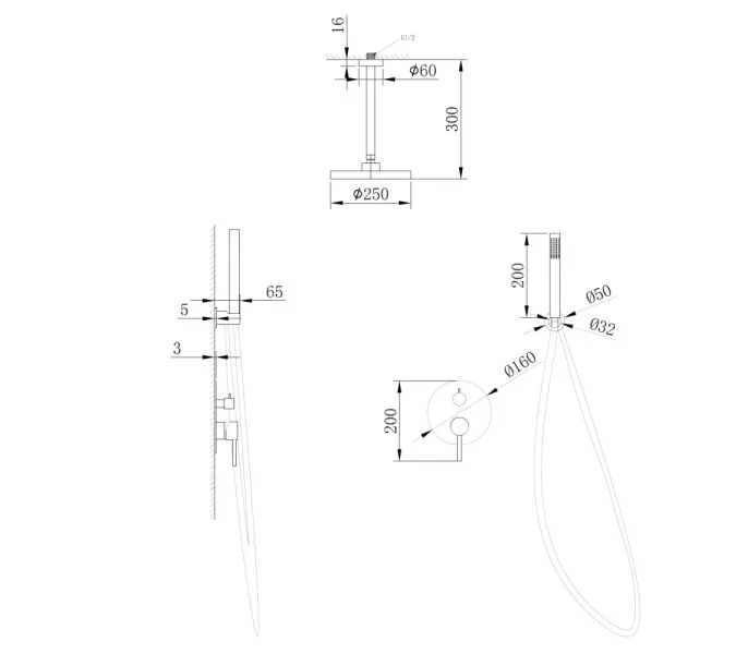 Душевая система ABBER Emotion AF8821 скрытого монтажа без излива, хром, Выбрать цвет: Хром, изображение 3