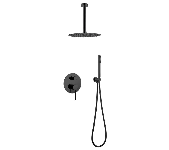 Душевая система ABBER Emotion AF8821B скрытого монтажа без излива, черная матовая, Выбрать цвет: Черный матовый