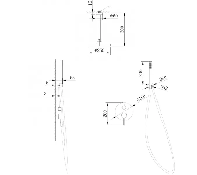 Душевая система ABBER Emotion AF8821B скрытого монтажа без излива, черная матовая, Выбрать цвет: Черный матовый, изображение 3
