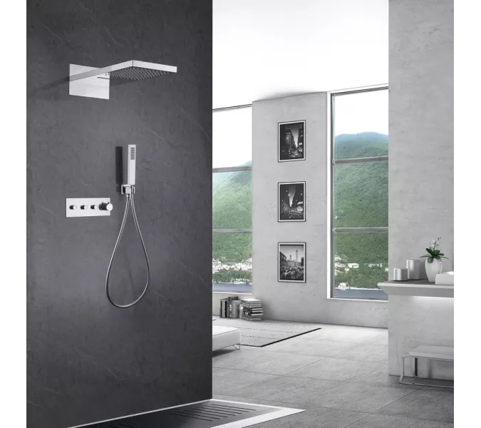 Душевая система ABBER Rund AF8752 скрытого монтажа без излива, термостат, хром, Выбрать цвет: Хром, изображение 2