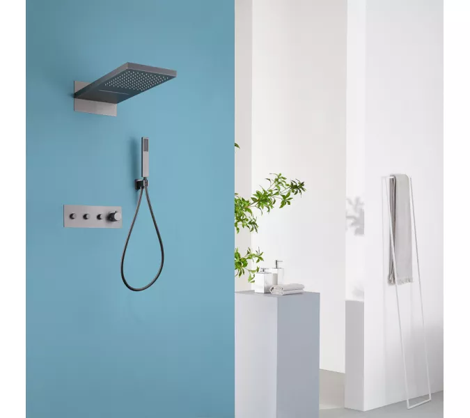 Душевая система ABBER Rund AF8752NG скрытого монтажа без излива, термостат, никель, Выбрать цвет: Никель, изображение 2