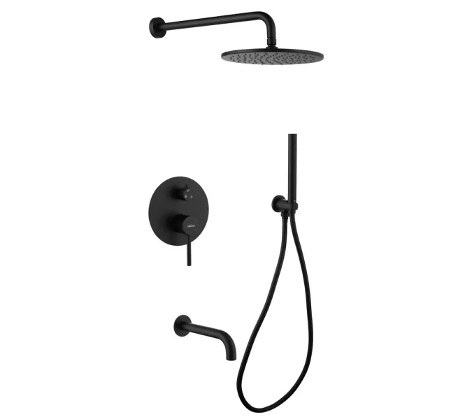 Душевая система ABBER Wasser Kreis AF8117B скрытого монтажа с изливом, черная матовая, Выбрать цвет: Черный матовый