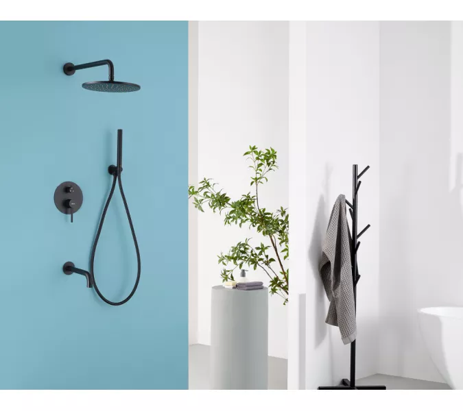 Душевая система ABBER Wasser Kreis AF8117B скрытого монтажа с изливом, черная матовая, Выбрать цвет: Черный матовый, изображение 2