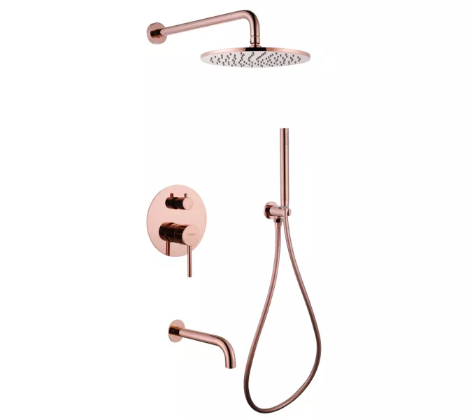 Душевая система ABBER Wasser Kreis AF8117RG скрытого монтажа с изливом, розовое золото, Выбрать цвет: Розовое золото