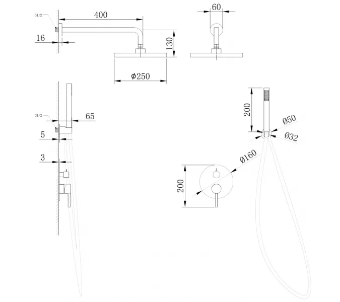 Душевая система ABBER Wasser Kreis AF8118RG скрытого монтажа без излива, розовое золото, изображение 3
