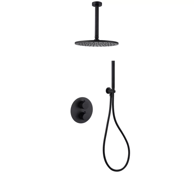 Душевая система ABBER Wasser Kreis AF8121B скрытого монтажа без излива, черная матовая, Выбрать цвет: Черный матовый