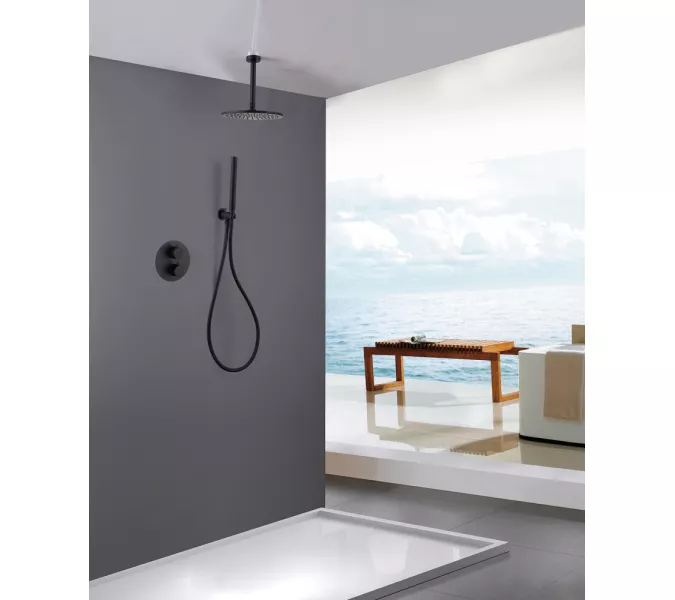 Душевая система ABBER Wasser Kreis AF8121B скрытого монтажа без излива, черная матовая, Выбрать цвет: Черный матовый, изображение 2