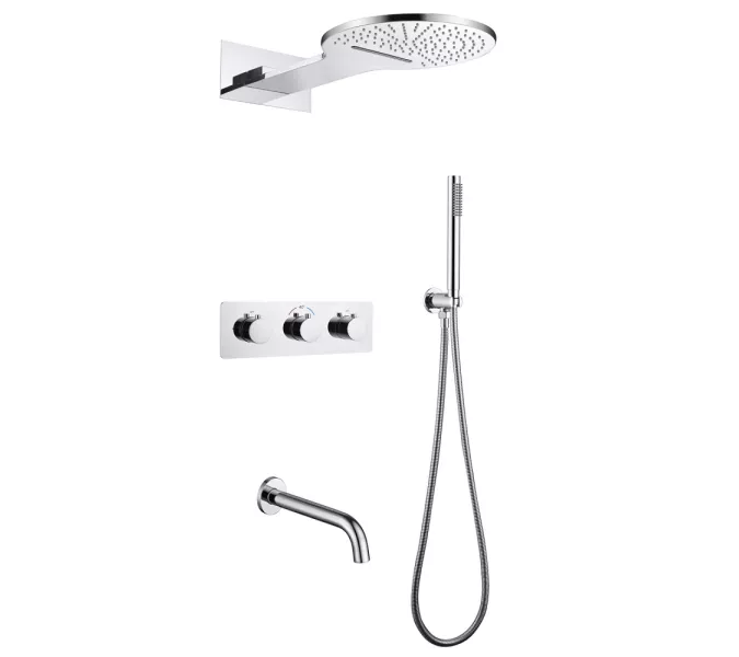 Душевая система ABBER Wasser Kreis AF8150 скрытого монтажа с изливом, термостат, хром, Выбрать цвет: Хром