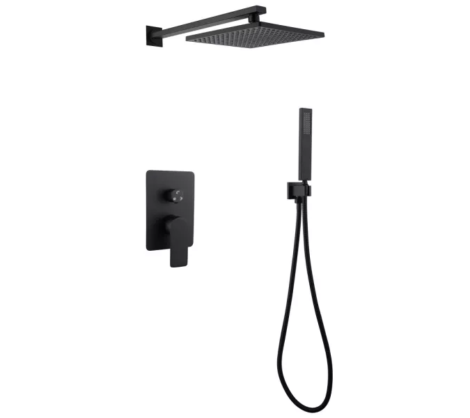Душевая система ABBER Weiss Insel AF8018B скрытого монтажа без излива, черная матовая, Выбрать цвет: Черный матовый