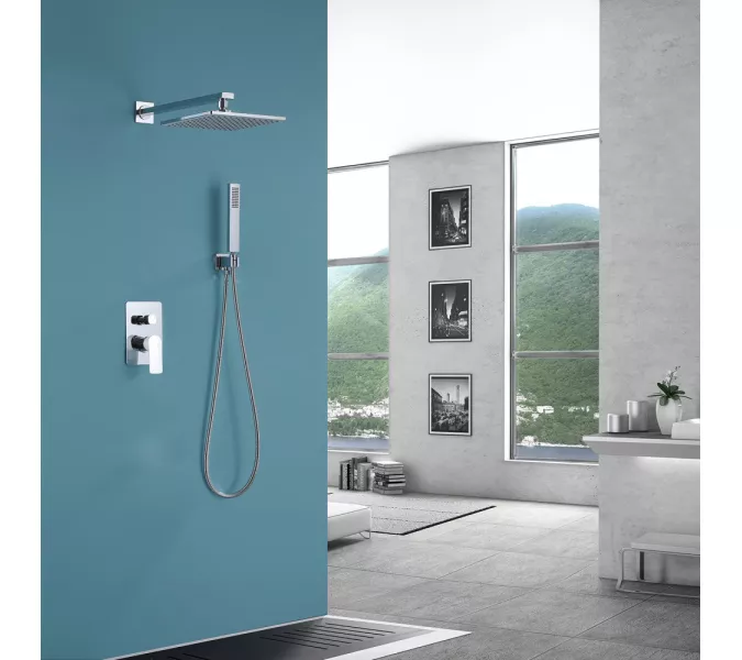 Душевая система ABBER Weiss Insel AF8018W скрытого монтажа без излива, белый-хром, Выбрать цвет: белый-хром, изображение 2