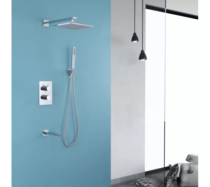 Душевая система ABBER Weiss Insel AF8050 скрытого монтажа с изливом, термостат, хром, Выбрать цвет: Хром, изображение 2