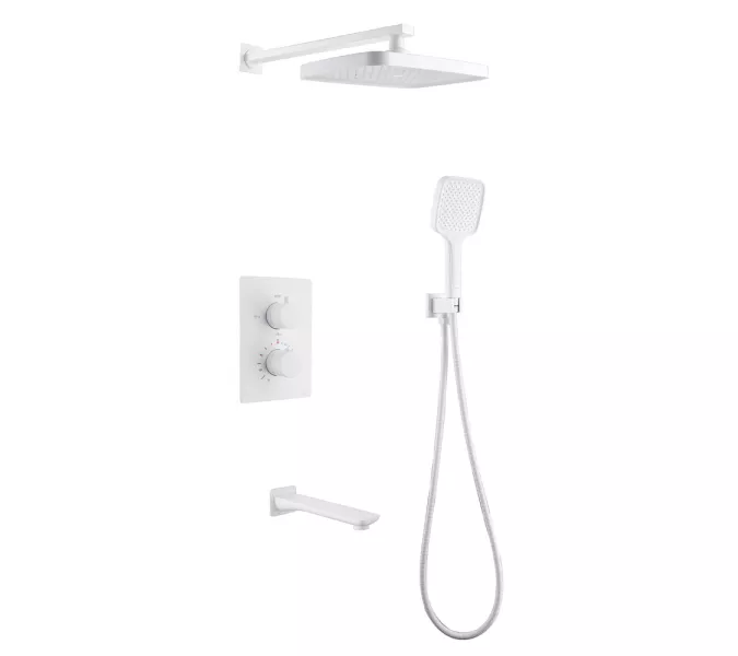 Душевая система ABBER Weiss Insel AF8050W скрытого монтажа с изливом, термостат, белый, Выбрать цвет: Белый