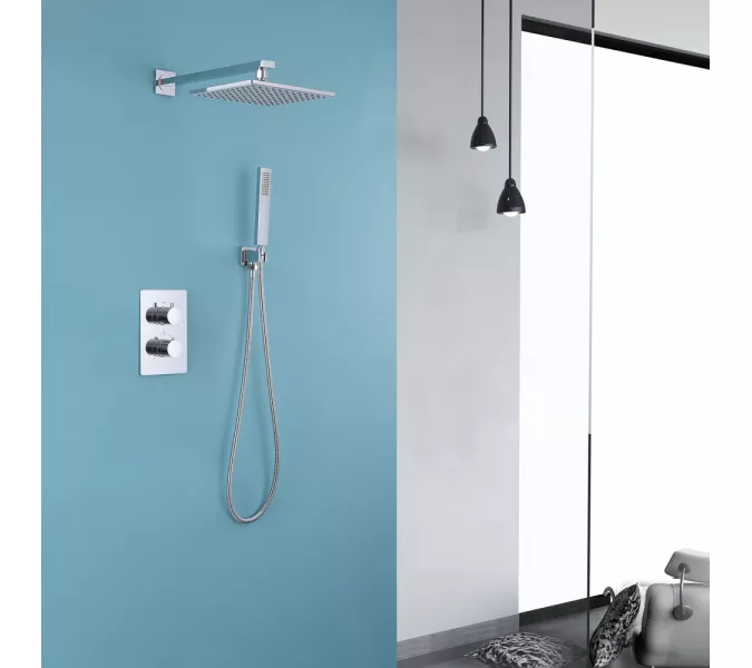Душевая система ABBER Weiss Insel AF8051 скрытого монтажа без излива, термостат, хром, Выбрать цвет: Хром, изображение 2