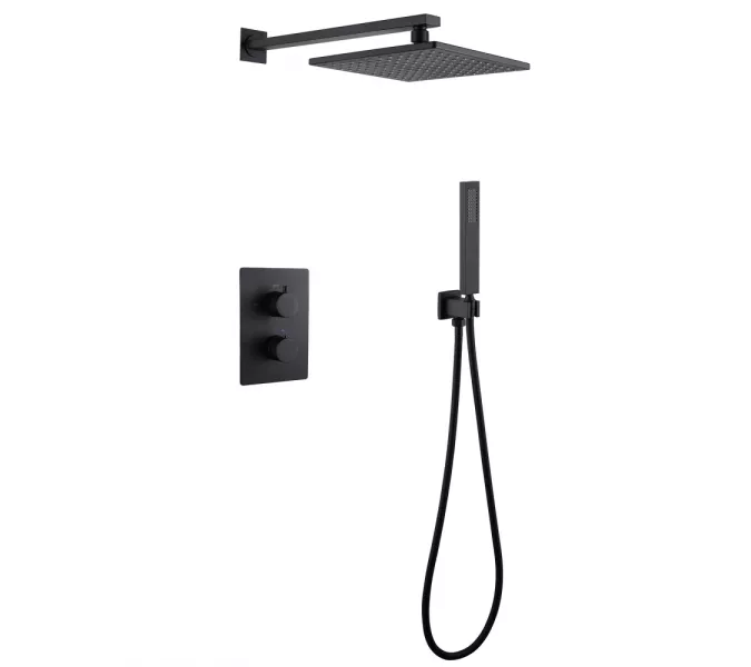 Душевая система ABBER Weiss Insel AF8051B скрытого монтажа без излива, термостат, черный матовый, Выбрать цвет: Черный матовый