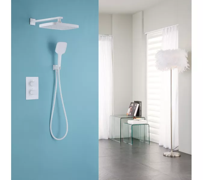 Душевая система ABBER Weiss Insel AF8051W скрытого монтажа без излива, термостат, белый, Выбрать цвет: Белый, изображение 2