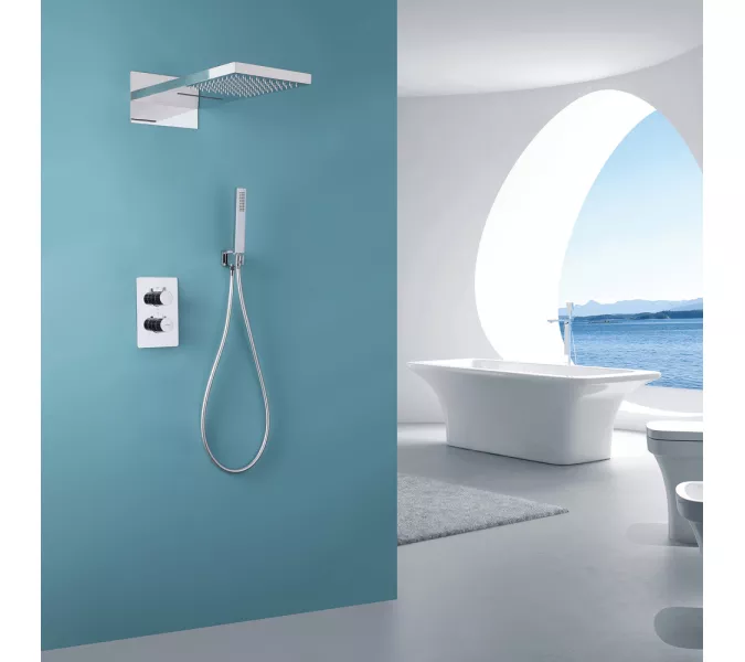 Душевая система ABBER Weiss Insel AF8052 скрытого монтажа без излива, термостат, хром, Выбрать цвет: Хром, изображение 2