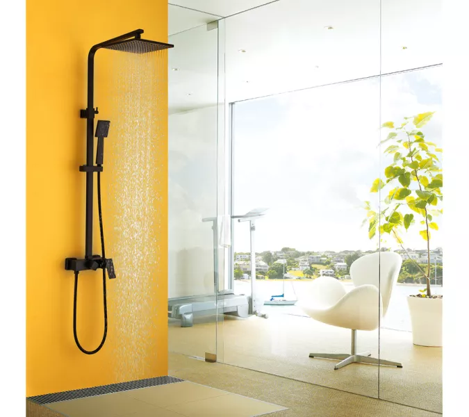 Душевая стойка ABBER Daheim AF8220B без излива, черная матовая (в.125), Выбрать цвет: Черный матовый, изображение 2