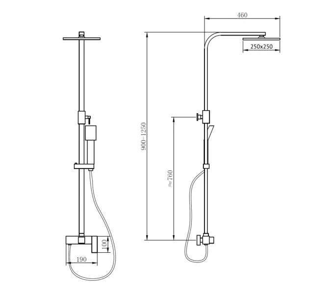 Душевая стойка ABBER Daheim AF8220B без излива, черная матовая (в.125), Выбрать цвет: Черный матовый, изображение 3