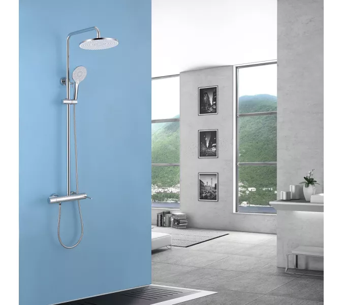 Душевая стойка ABBER Emotion AF8816 с изливом, хром, Выбрать цвет: Хром, Регулируемая высота: 810-1140, изображение 2