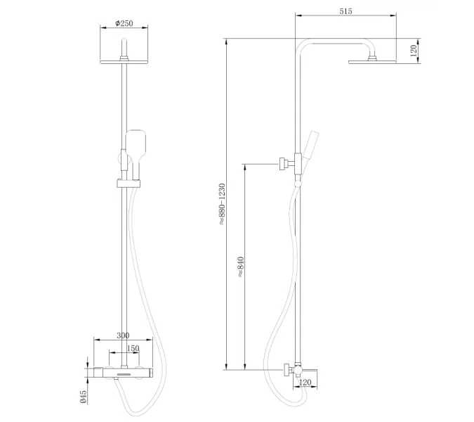 Душевая стойка ABBER Emotion AF8816 с изливом, хром, Выбрать цвет: Хром, Регулируемая высота: 810-1140, изображение 3