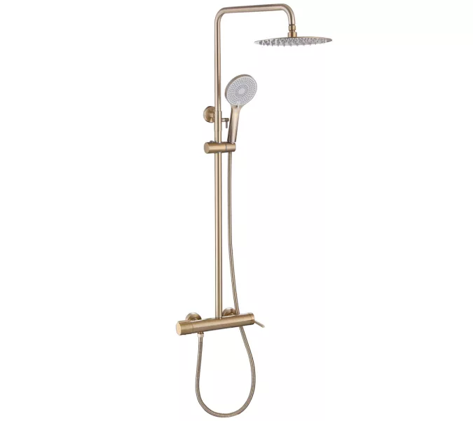 Душевая стойка ABBER Emotion AF8816GL с изливом, золото матовое