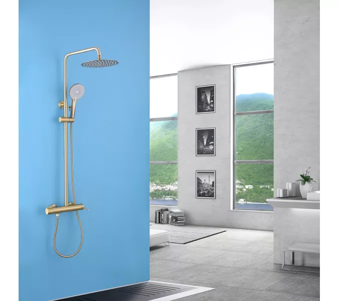 Душевая стойка ABBER Emotion AF8816GL с изливом, золото матовое, изображение 2