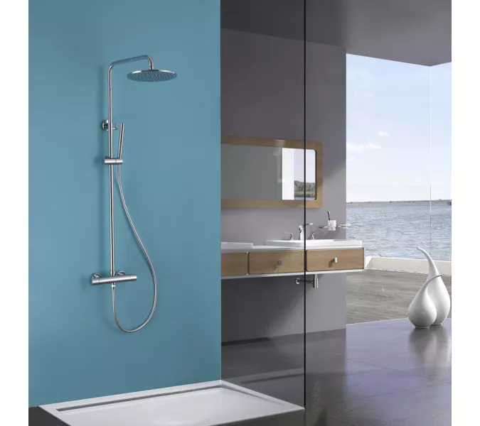 Душевая стойка ABBER Wasser Kreis AF8160 с термостатом без излива, хром, Выбрать цвет: Хром, изображение 2