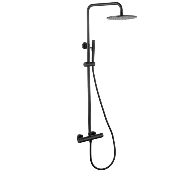 Душевая стойка ABBER Wasser Kreis AF8160B с термостатом без излива, черная матовая, Выбрать цвет: Черный матовый