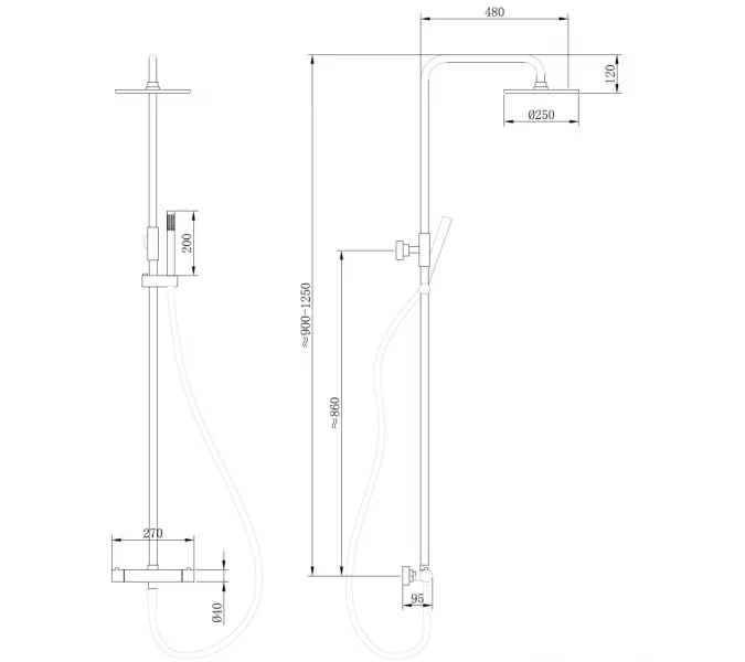 Душевая стойка ABBER Wasser Kreis AF8160B с термостатом без излива, черная матовая, Выбрать цвет: Черный матовый, изображение 3