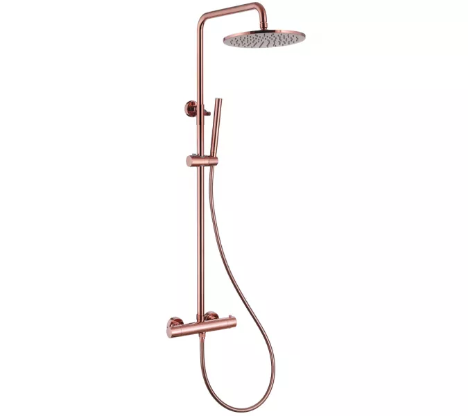 Душевая стойка ABBER Wasser Kreis AF8160RG с термостатом без излива, розовое золото, Выбрать цвет: Розовое золото