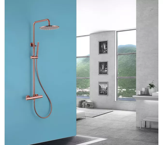 Душевая стойка ABBER Wasser Kreis AF8160RG с термостатом без излива, розовое золото, Выбрать цвет: Розовое золото, изображение 2