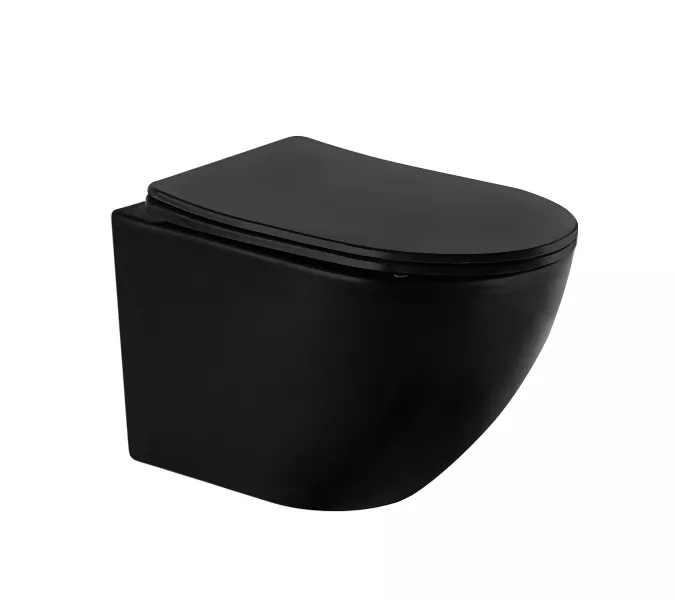 Унитаз ABBER BEQUEM AC1100MB подвесной черный матовый, безободковый, Выбрать цвет: Черный матовый
