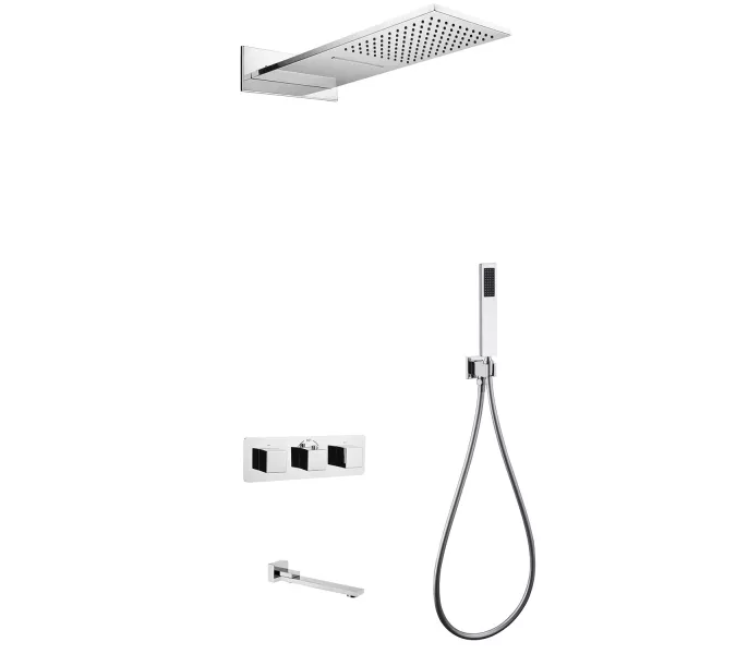 Душевая система ABBER Daheim AF8253 скрытого монтажа с изливом, термостат, хром, Выбрать цвет: Хром