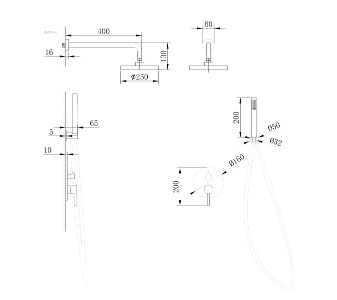 Душевая система ABBER Emotion AF8818B скрытого монтажа без излива, черная матовая, Выбрать цвет: Черный матовый, изображение 3