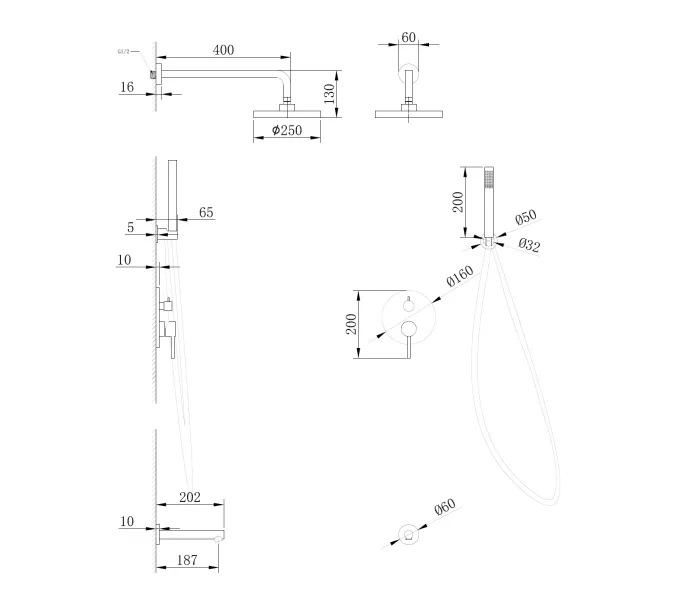 Душевая система ABBER Emotion AF8817B скрытого монтажа с изливом, черная матовая, Выбрать цвет: Черный матовый, изображение 3