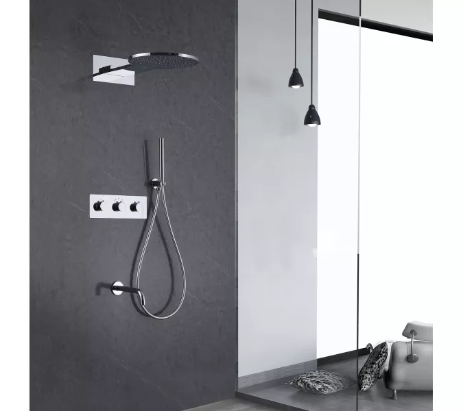 Душевая система ABBER Wasser Kreis AF8150 скрытого монтажа с изливом, термостат, хром, Выбрать цвет: Хром, изображение 2