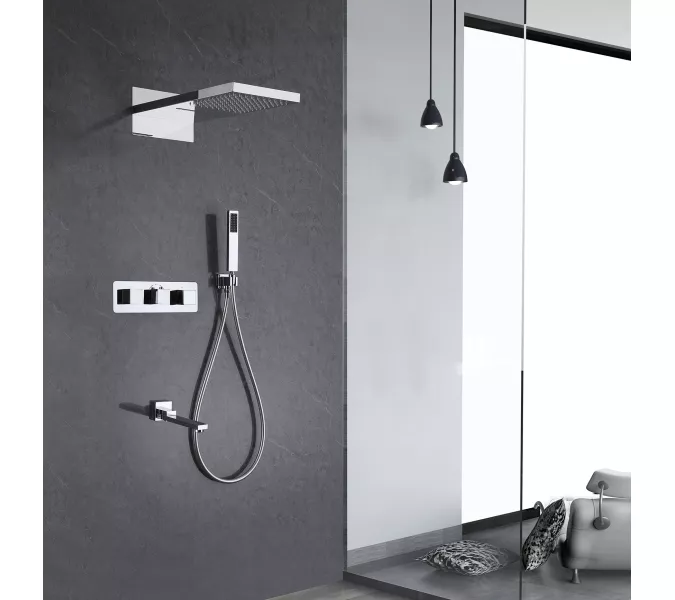 Душевая система ABBER Daheim AF8253 скрытого монтажа с изливом, термостат, хром, Выбрать цвет: Хром, изображение 2