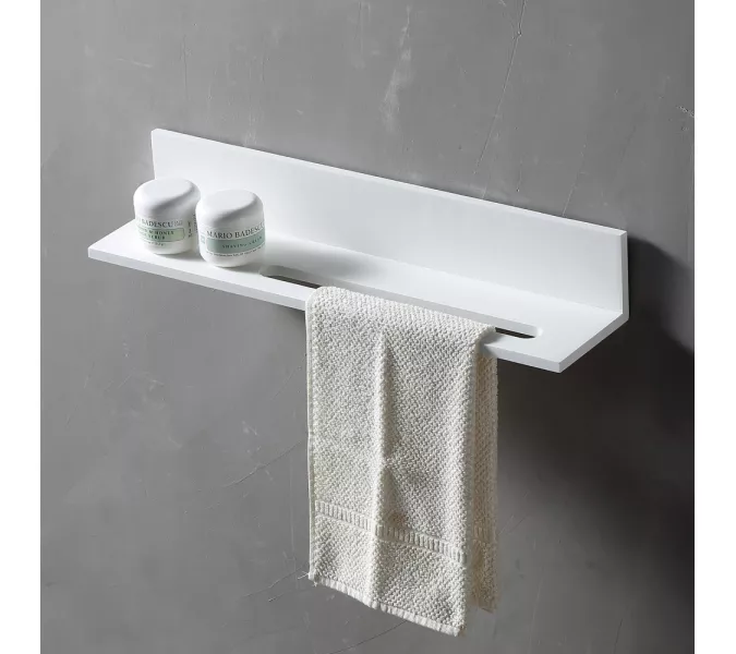 Полочка с полотенцедержателем для ванной комнаты ABBER Stein AS1655 белая, Выбрать цвет: Белый