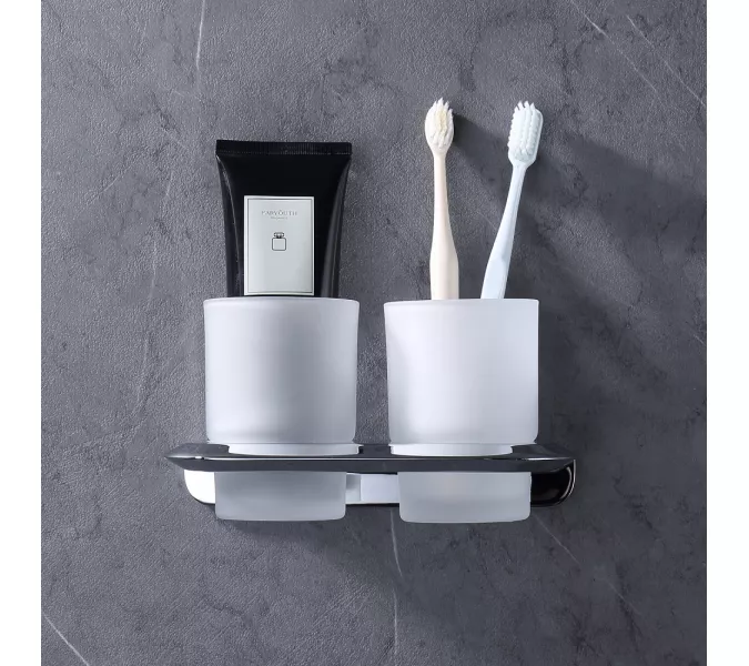 Стакан двойной для зубных щеток ABBER Nord AA1557 хром, Выбрать цвет: Хром, изображение 2