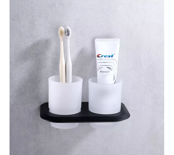 Стакан двойной для зубных щеток ABBER Nord AA1557B черный матовый, Выбрать цвет: Черный матовый, изображение 2