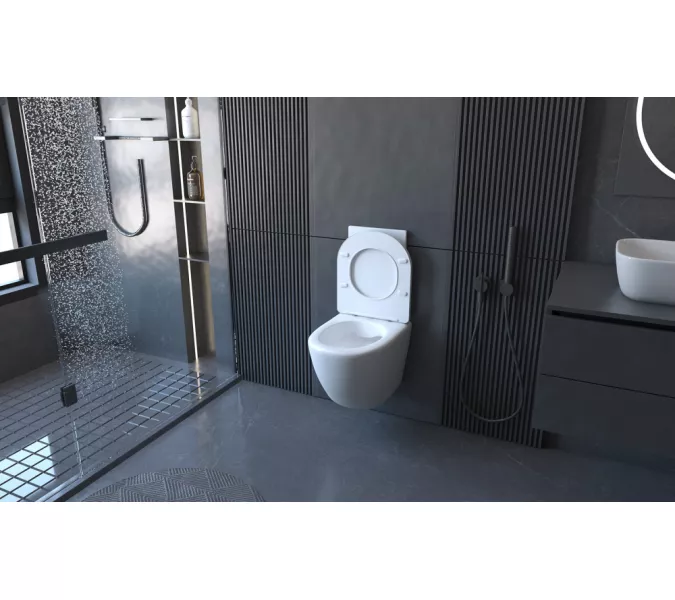 Унитаз ABBER Bequem AC1100 подвесной белый, безободковый, Выбрать цвет: Белый, изображение 8