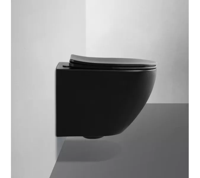 Унитаз ABBER BEQUEM AC1100MB подвесной черный матовый, безободковый, Выбрать цвет: Черный матовый, изображение 5