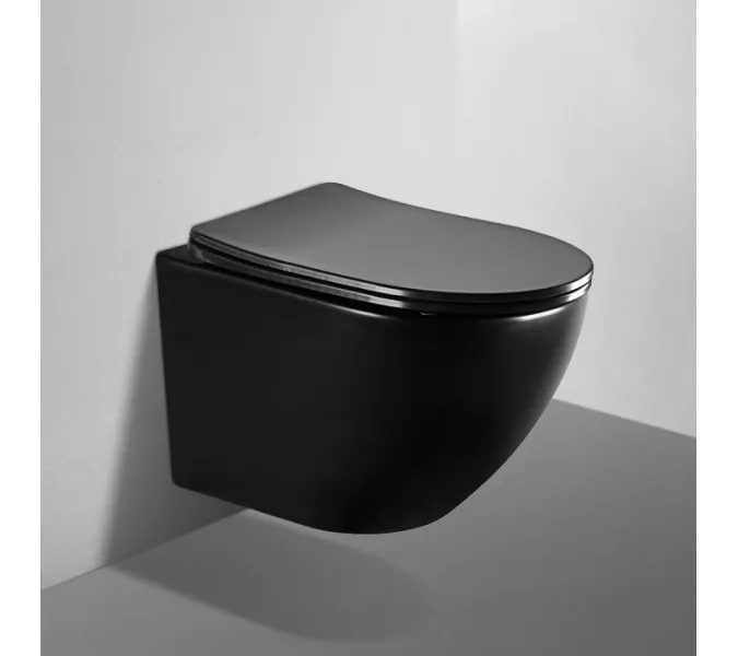 Унитаз ABBER BEQUEM AC1100MB подвесной черный матовый, безободковый, Выбрать цвет: Черный матовый, изображение 6