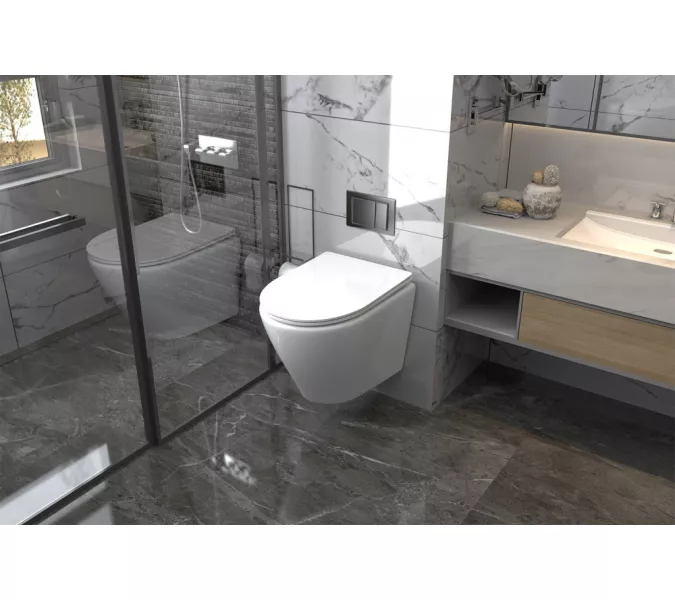 Унитаз ABBER Bequem AC1102 подвесной белый, безободковый, Выбрать цвет: Белый, изображение 7