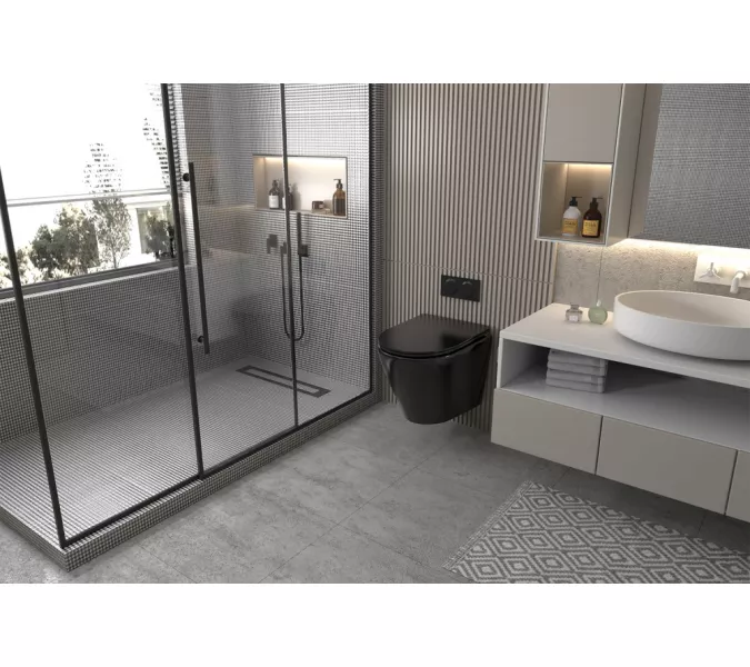 Унитаз ABBER Bequem AC1102MB подвесной черный матовый, безободковый, Выбрать цвет: Черный матовый, изображение 2