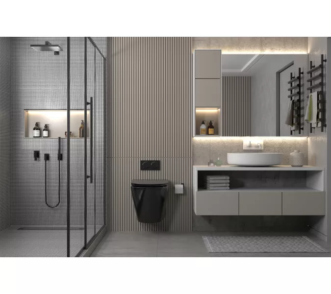 Унитаз ABBER Bequem AC1102MB подвесной черный матовый, безободковый, Выбрать цвет: Черный матовый, изображение 3