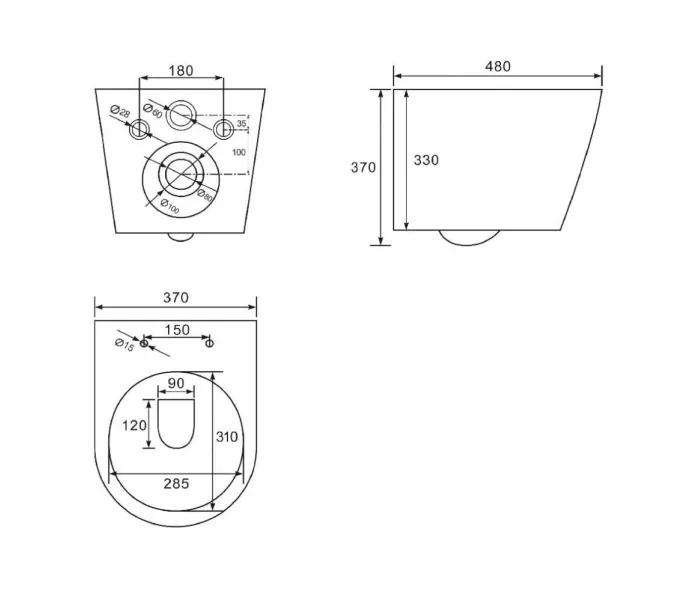 Унитаз ABBER Bequem AC1102MB подвесной черный матовый, безободковый, Выбрать цвет: Черный матовый, изображение 9