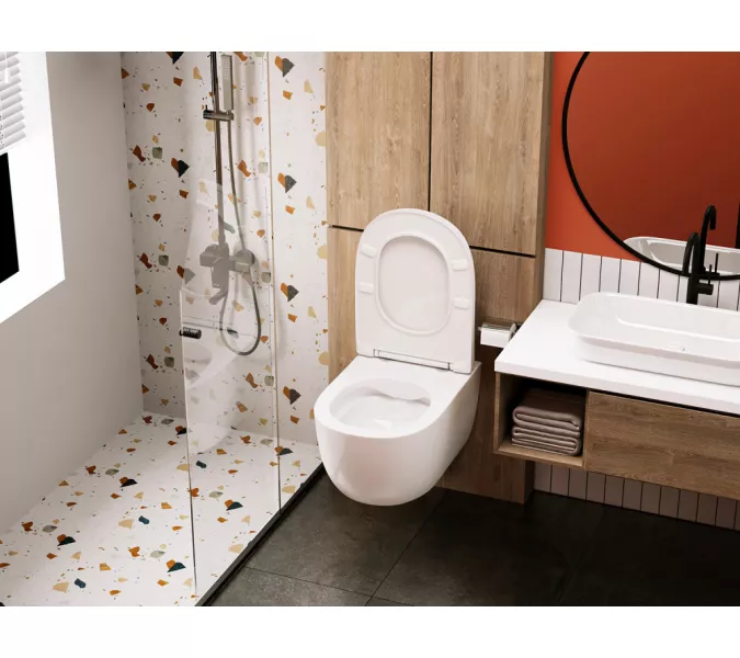 Унитаз ABBER Bequem AC1104 подвесной белый, безободковый, Выбрать цвет: Белый, изображение 3