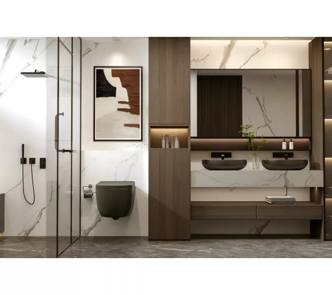 Унитаз ABBER Bequem AC1104MB подвесной черный матовый, безободковый, Выбрать цвет: Черный матовый, изображение 2