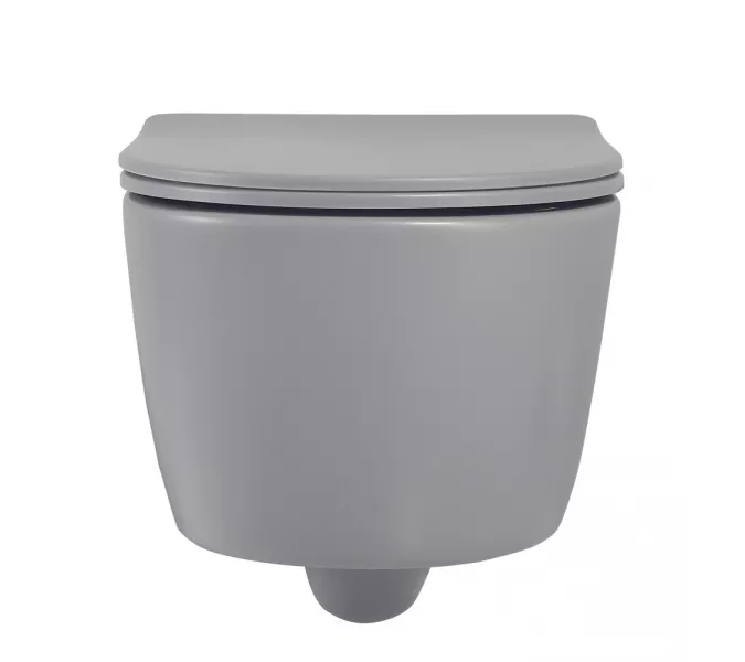 Унитаз ABBER Bequem AC1104MG подвесной серый матовый, безободковый, Выбрать цвет: Серый матовый, изображение 6